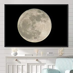 signwin Framed Canvas Wall Art Full Moon Aerial...