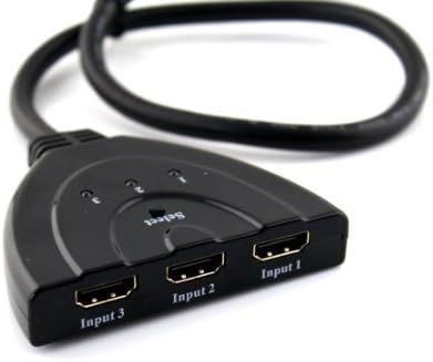 3-Port HDMI Switch Splitter with Pigtail Cable, 3 in 1 out Auto Switch, Support 3D, 1080P For TV - PS3/PS4 Xbox 360/One HDTV DVD