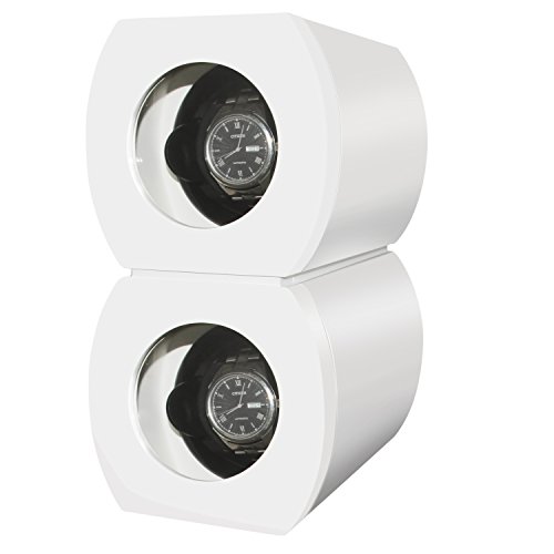 CHIYODA Dual Automatic Watch Winder with Double Quiet Mabuchi Motors-Piano - White