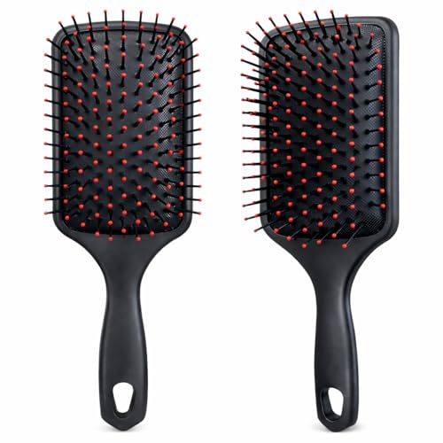 Escova de Cabelo Raquete Almofadada - Cerdas Macias, Anti Frizz, Aniti Quebra Profissional PREMIUM - Cor PRETA