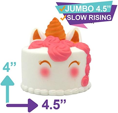 Extra Jumbo Squishes Slow Rising Prime Unicorn Toys for Girls |Rare Kawaii Squishy Cute Toy| Creamy Scented Alpaca Strawberry Rainbow Cake Cat Panda Koala Peach|Squeeze stretchy anxiety (Unicorn Cake)