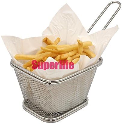 B001A Stainless Steel Mini Square Fry Basket, Present Fried Food, Table Serving, Big Size