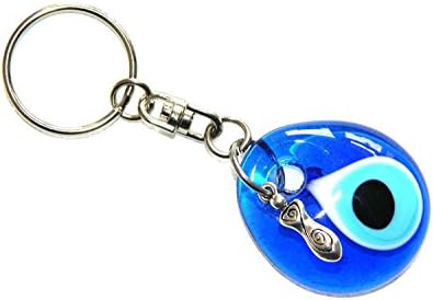 E1-0375 - Glass Lucky Evil Eye / Nazar Boncuk with Fertility Charm Keyring / Hanger