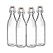 California Home Goods Giara Clear Glass Bottles with Stopper, 3.5 x 12-Inch 33.75 Oz, Swing Top Bottles for Oil, Vinegar, Beverages, Beer, Water, Kombucha, Kefir, Soda (4)