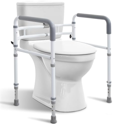 WeHwupe Toilet Rails - Toilet Safety Rail for Elderly Adults - Adjustable Bathroom Toilet Handles - Toilet Safety Frame & Rails - Toilet Grab Bars for Senior, Handicap & Disabled,Fits Most Toilets