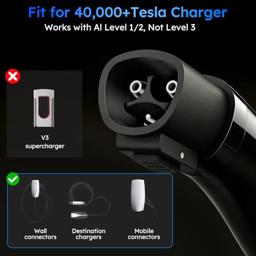 Nacs to J1772 Adapter,Tesla to J1772 EV 80A 240V Smart Charger with LCD Display & Safety Interlock, IP66 Waterproof, for J1772 EVs Charging at Tesla Stations