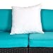 Peach Tree 5 PCs Outdoor Furniture Sectional Sofa with Ottoman and Glass Table Set Patio Black PE Rattan Wicker Sofa with Turquoise Cushions