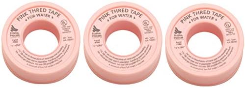 Gasoila PT80-24 Pink PTFE High Density Thred Tape Roll, -450 to 550 Degree F Performance Temperature, 3.7 mil Thick, 260" Length, 1/2" Width, Thread tape for Water H2O (Тhree Pаck)