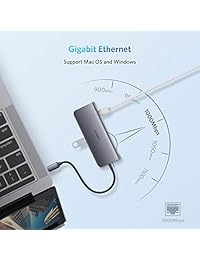 Ugreen Hub USB C 3.1 Tipo C, adaptador con HDMI, VGA, entrega de potencia de carga, puerto Gigabit Ethernet, 3 puertos USB 3.0, lector de tarjeta Micro SD para Apple MacBook Pro 2017 2016,  Chromebook, Dell XPS 13