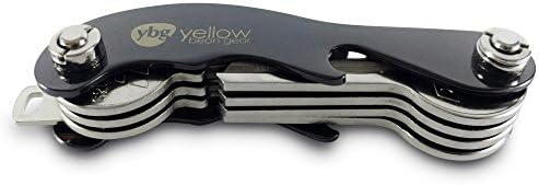 Yellow Bean Gear Smart Universal Key Ring Organizer Holder - Compact Black Heavy Duty Metal With Bottle Opener + Tool Free Screw + 2 Piece Extension Accessories Set - Add Fob Car Keys With Loop Piece