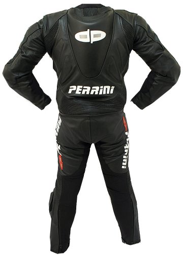 1pc Perrini Fusion Motorcycle Riding Racing Leather Suit w/ Padding & Hump Black -