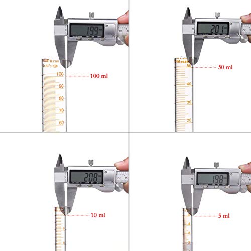 Glass Graduated Cylinder Set Thick Measuring Cylinders 5ml 10 ml 50ml 100ml with 2 Glass Stirring Rod and 1 Brush