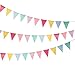 Shappy 18 Flags Imitated Burlap Pennant Banner, Pastel Banner Multicolor Fabric Triangle Flag Bunting Rainbow Hanging Decorations for Party Birthday Wedding Baby Shower