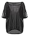 StyleDome Women's Mesh Sheer Short Sleeve Batwing Blouse Clubwear Tee Shirt Tops Mesh Black US 16