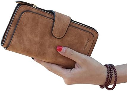 Women Wallet PU Matte Leather Large Capacity Long Wallet Card Organizer Ladies Purse