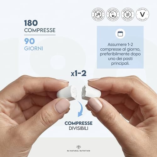 Triple Magnesio 2640 mg. Integratore Magnesio Bisglicinato + Magnesio Citrato + Magnesio Malato - Riposo, Energia, Ossa e Muscoli - Antistress - 440mg Elementare - 180 Compresse - N2 Natural Nutrition