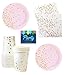 Pink and Gold Party Supplies Elegant Gold Foil Stamp Including Dessert Appetizer Plates Napkins & Cups Serves 12