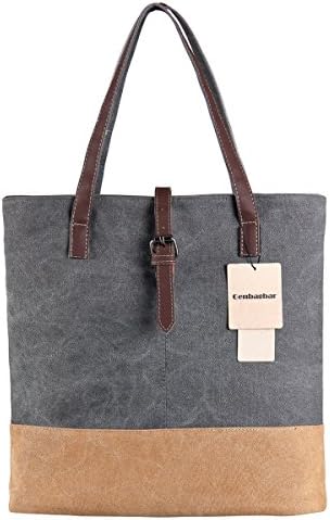 Genbagbar Canvas Bag Lightweight Ladies Shoulder Handbag Shopping Purse for Women (Grey)