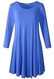 LARACE Women’s 3/4 Sleeve Casual Swing T-Shirt Dresses(2X, Blue)