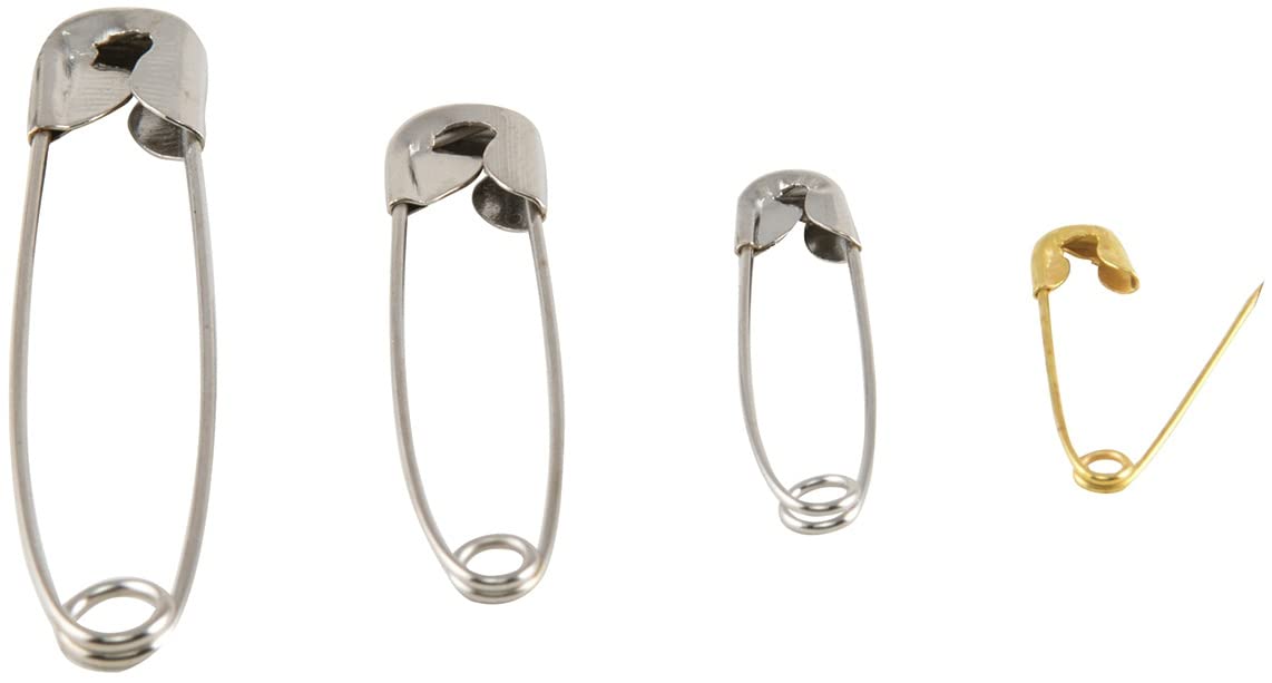 Singer 00225 Assorted Steel and Brass Safety Pins, Multisize, 50-Count