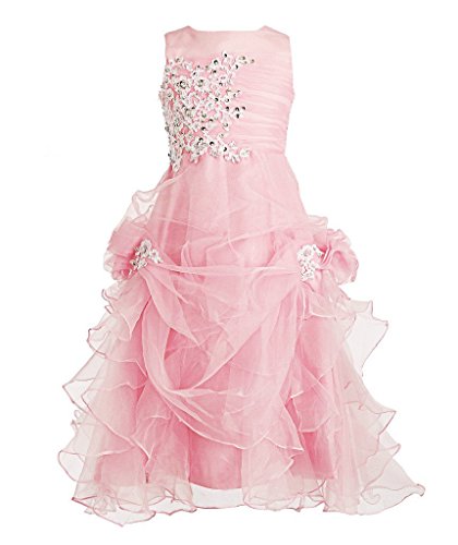 FAIRY COUPLE Big Girl's Ruffled Applique Flower Girl Communion Pageant Dress K0073 12 Blush Pink