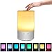 Touch Sensor Bedside Lamp, Satu Brown Smart LED Table Lamp Night Light Desk Lamps Portable Atmosphere Lighting, Dimmable Warm White Lights and Color Changing RGB