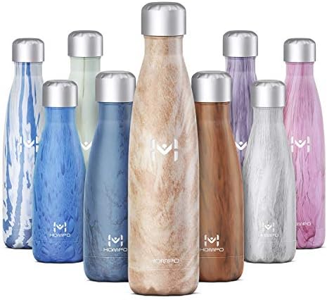 HOMPO Stainless Steel Water Bottle - 350ml/ 500ml/ 750ml/ 1L BPA Free Vacuum Insulated Metal reusable Water Bottle, Double Walled keeps Hot & Cold leak proof Drinks bottle for kids, sports, gym…