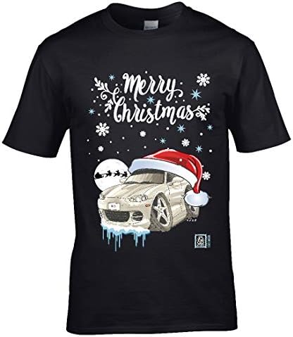 Premium Koolart Christmas Santa Hat with Retro Mk2 MX5 MX-5 Roadster car Image Mens Xmas T-Shirt Tshirt top