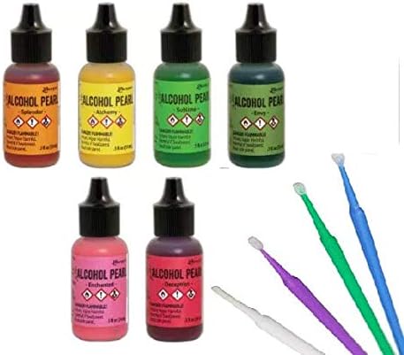 Tim Holtz Alcohol Pearls Bundle 11 Bottles Plus Blending Tools (Set 1-6 Colors)