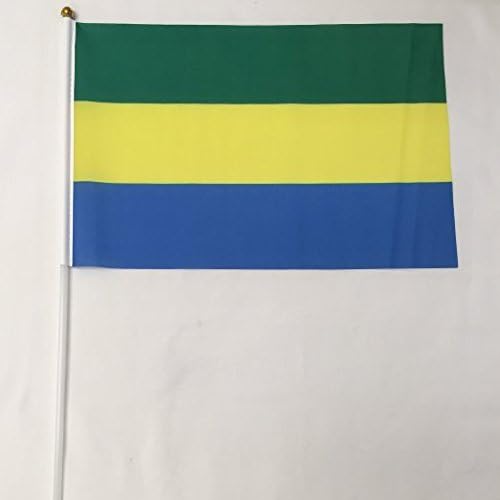 Gabon 12-Pack 4 x 6 Inch Polyester Country Hand Flags Desk Waving Parade