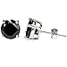 Black Round Cz Stud Earrings on 925 Sterling Silver Sizes Rhodium Plated 4mm-8mm