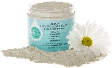 Calcium Bentonite Clay Detox Cleanse - Detox Powder for Weight Loss, Liver &amp; Colon - Food Grade safe for daily internal use or a Healing Clay Face Mask - by Great American Clay (16 oz)