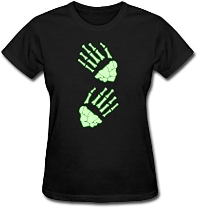 Skeleton Hands Glow In The Dark Women's Classical Printed Tshirts XL Black