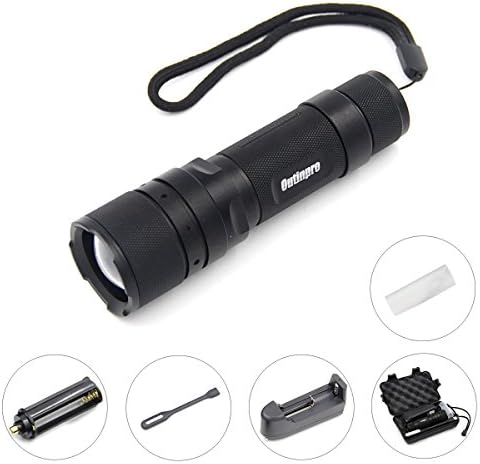 Outinpro LED Tactical Flashlight Ajustable Focus Ultra Bright 18650 Or AAA Battery Rechargeable Handheld Torch Flashlights Outdoor Portable 5 Modes 1200 Lumen