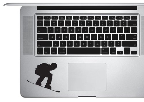 Snowboard Trick #5 - Mountain Downhill Competitive - 3" Black Vinyl Decal for Wrist Pad Macbook and Other Laptop