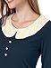 Allegra K Women Peter Pan Collar 3/4 Sleeve Casual Short Shift Dress, Small, Dark Blue