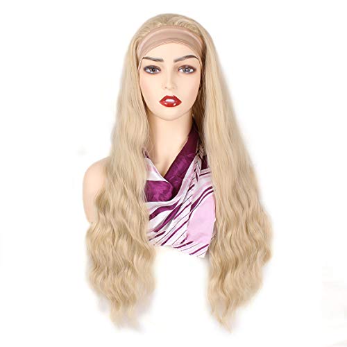 Pweouke-24-Inch-Blonde-Loose-Wave-Headband-Wigs-for-Black-Women-Scarf-Wig-Curly-Natural-Hair-Wig-with-Headband-Attached-Synthetic-Glueless-None-Lace-Front-Wigs-Long-Natural-Wave-Hair-Wig-15