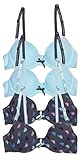 'U.S. Polo Girls 4 Pack Underwire Bra, Charcoal/Mint, Size 32A'