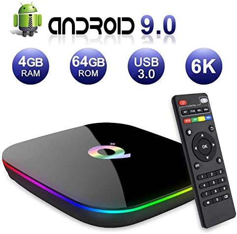 Android 9.0 TV Box, Smart Q Plus 4GB RAM 64GB ROM H6 Quad-core cortex-A53 Frequency 2G Mali-T720MP2 WiFi 2.4GHz Support 6K H.265 HDMI 2.0 Output Ethernet RJ-45 with USB 3.0