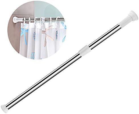 Tension Rod 『27-48Inch』,KOP Adjustable Curtain Shower Rod Extendable Stainless Steel Seamless Spring Window Closet Rod for Bathroom Shower