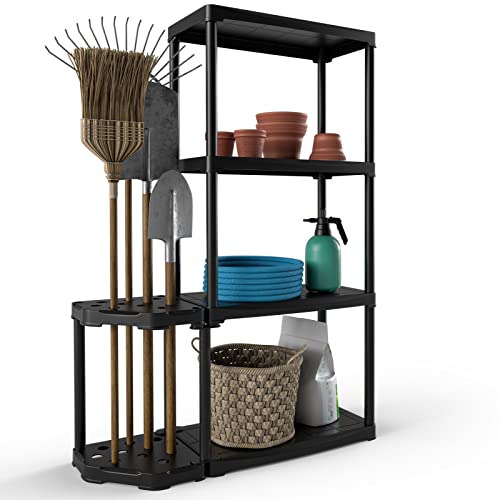 Giantex 4Tier Garage Shelving with Tool Organizer, Open Storage Rack W