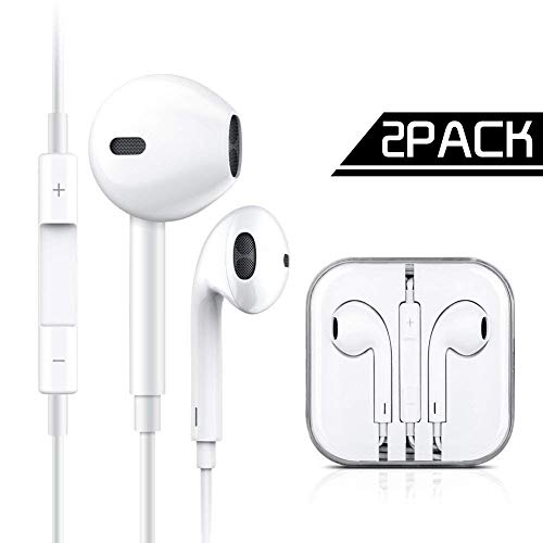 GLOUE Compatible with iPhone/Apple/Samsung Stereo Bass Headphones with Microphone Noise Isolating, in-Ear Earbuds with Mic, Wired in Ear Earphones Noise Isolation, [2 Pack](ear-2pcs-5) 100