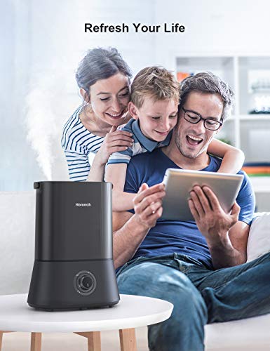 Homech Ultrasonic Cool Mist Humidifier for Bedrooom, 4L/1.06 Gallon Wide Opening, 360° Nozzle, Waterless Auto Shut-Off (Dark Space Gray)
