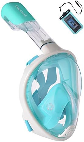 UooCooL 180° Full Face Snorkel Mask- Panoramic view Snorkeling Mask For Adults And Kids, Breathe freely With Anti Fog And Anti Leak Design, See More with a Larger Viewing Area(Green, L/XL)