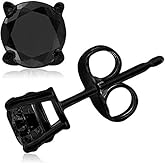 TIONEER Cubic Zirconia Princess-Cut Solitaire Stud Earrings for Women and Men, Butterfly Push-Back