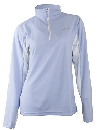 TuffRider Women's Ventilated Technical Long Sleeve Sport Shirt with Mesh, Glacier Blue, Large