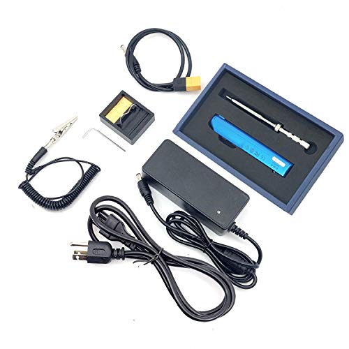 NovelLife 65W Mini TS100 Electric Soldering Iron Kit,Adjustable Temperature,Programmable STM32 Chip,Digital OLED Screen Display with TS B2 Solder Tip,Power Supply,XT60 Power Cord (Blue BC2 Tip)