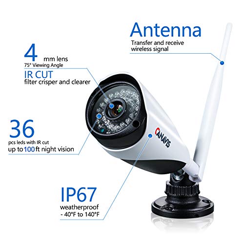 8 Channel Wireless Security Camera System NVR Video Surveillance System 720p Bullet Camera with Night Vision Motion Detection Backup Hard Drive for Indoor Outdoor - CANAVIS