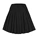 Women's Elastic Waist Plaid Pleated Skirt Tartan Skater School Uniform Mini Skirts (Small, Solid Balck)
