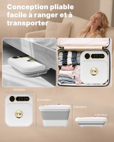 Foldable Heated Foot Bath, Electric Foot Spa Massager with 24 Motorized Shiatsu Massage Rollers, Bubble and Temperature Control, Pedicure Spa Bath for Relaxing